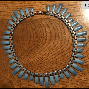 Vintage Blue Matisse Renoir Signed Necklace